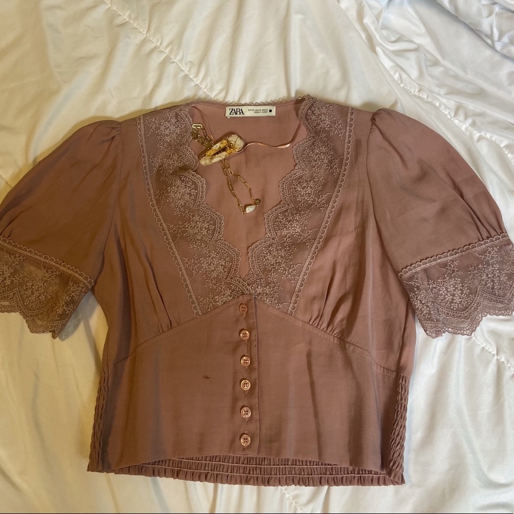 Zara XS Dusty Pink Blouse